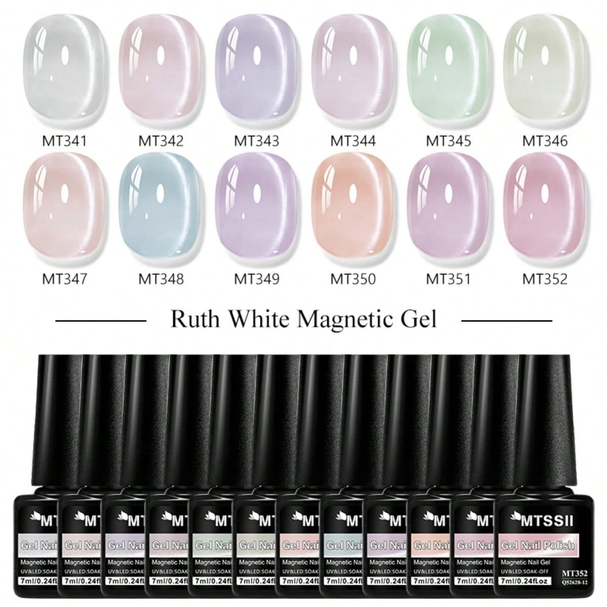 MTSSII 7ml White Magnetic Cat Eye Gel Soak Off UV/LED Nail Art Varnish, Soft Pearl Shimmer For Salon & Home Manicure