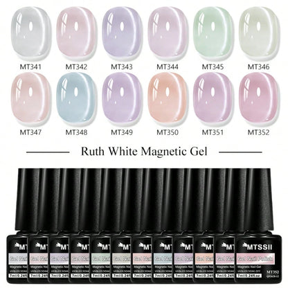 MTSSII 7ml White Magnetic Cat Eye Gel Soak Off UV/LED Nail Art Varnish, Soft Pearl Shimmer For Salon & Home Manicure