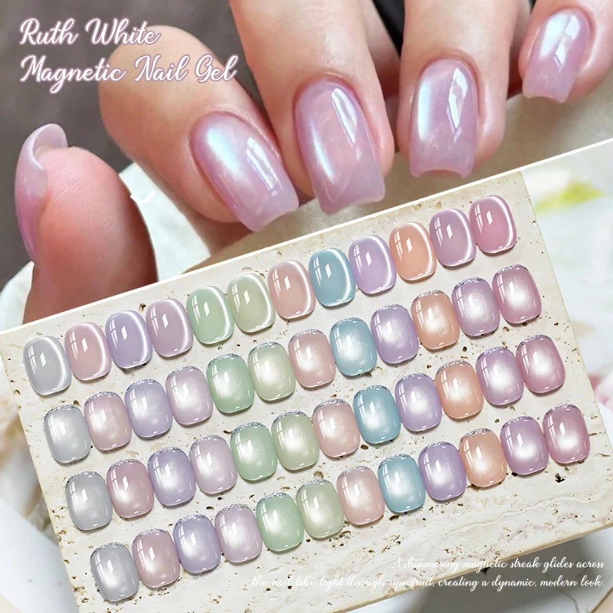 MTSSII 7ml White Magnetic Cat Eye Gel Soak Off UV/LED Nail Art Varnish, Soft Pearl Shimmer For Salon & Home Manicure