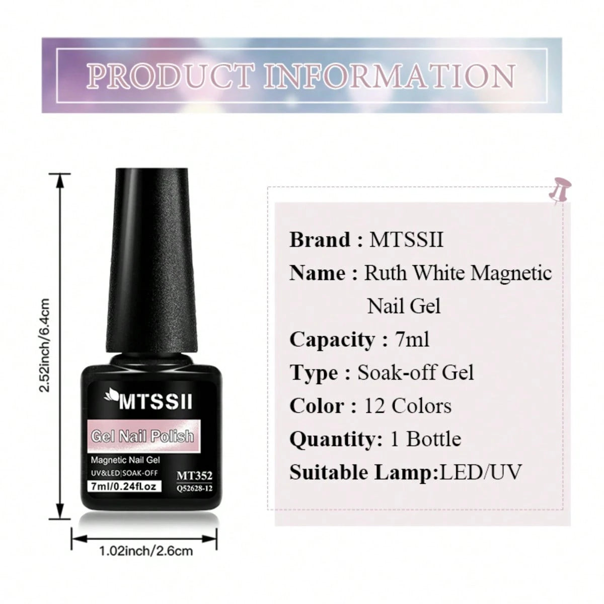 MTSSII 7ml White Magnetic Cat Eye Gel Soak Off UV/LED Nail Art Varnish, Soft Pearl Shimmer For Salon & Home Manicure