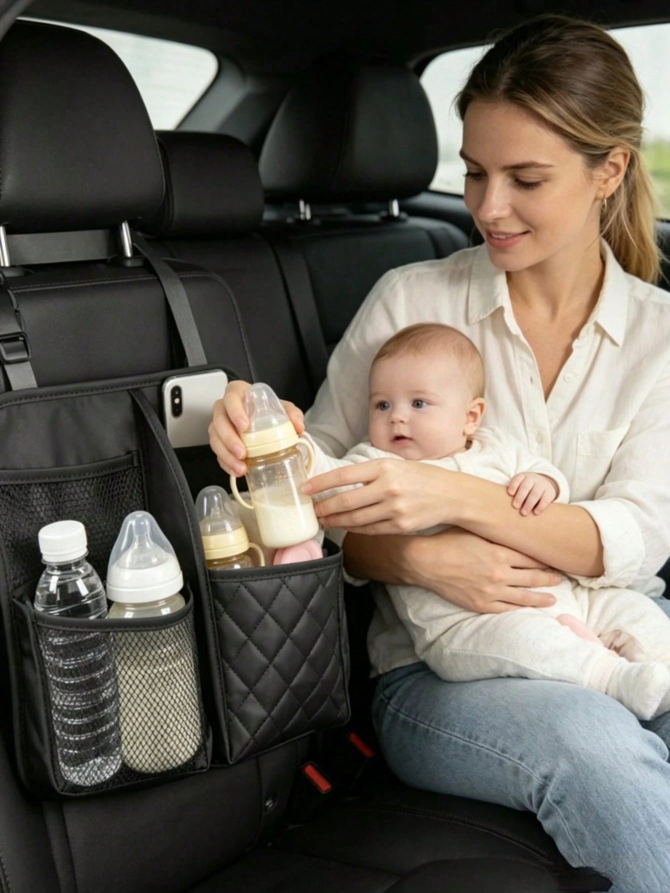 Multi-Pocket Car Seat Back Organizer, Baby Travel Storage Bag, Rear Seat Hanging Bag, Can Store Diapers, Bottles, Toys And Snacks