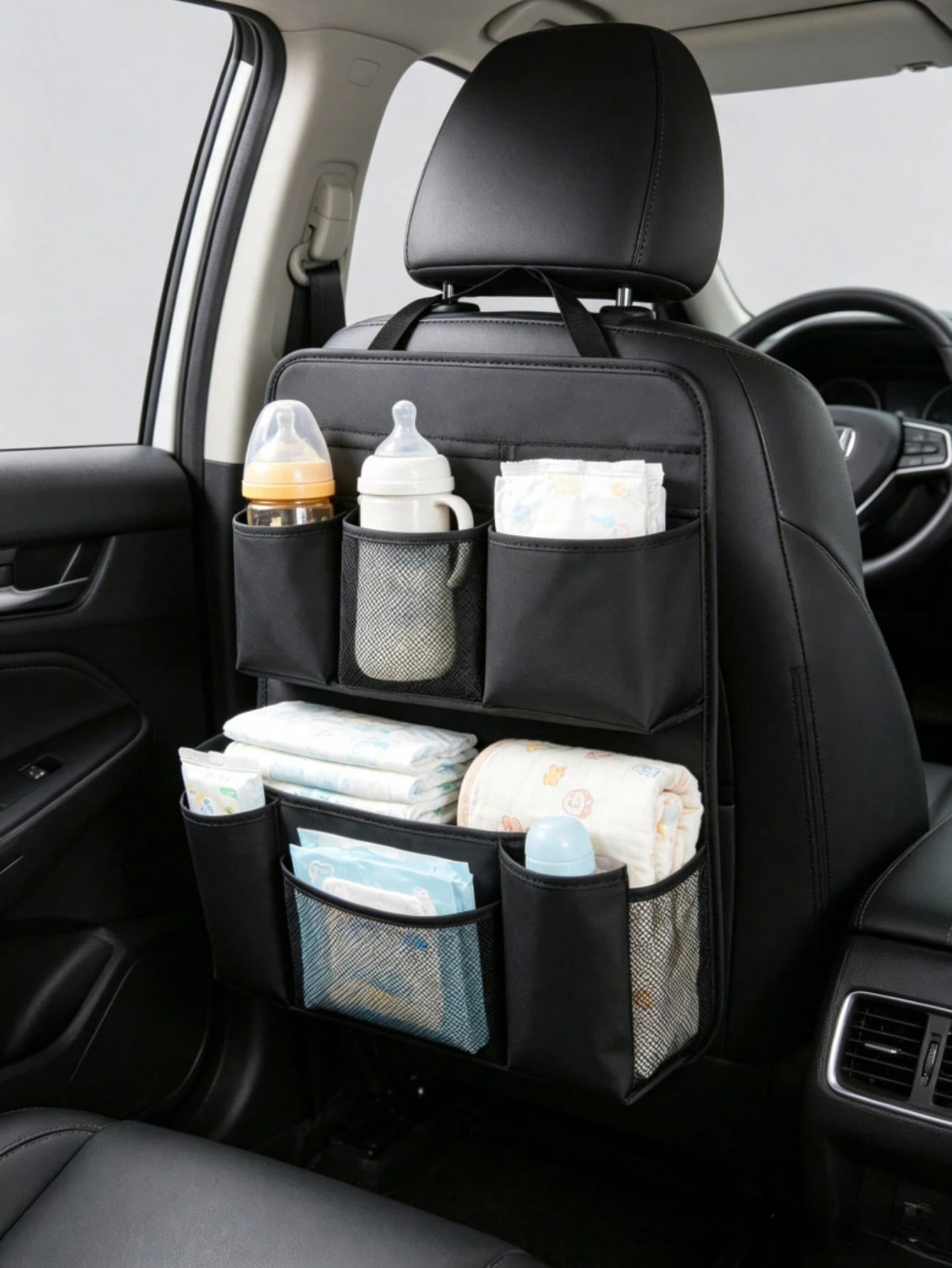 Multi-Pocket Car Seat Back Organizer, Baby Travel Storage Bag, Rear Seat Hanging Bag, Can Store Diapers, Bottles, Toys And Snacks