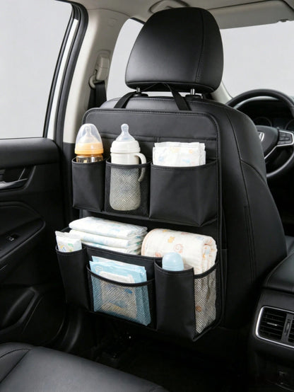 Multi-Pocket Car Seat Back Organizer, Baby Travel Storage Bag, Rear Seat Hanging Bag, Can Store Diapers, Bottles, Toys And Snacks