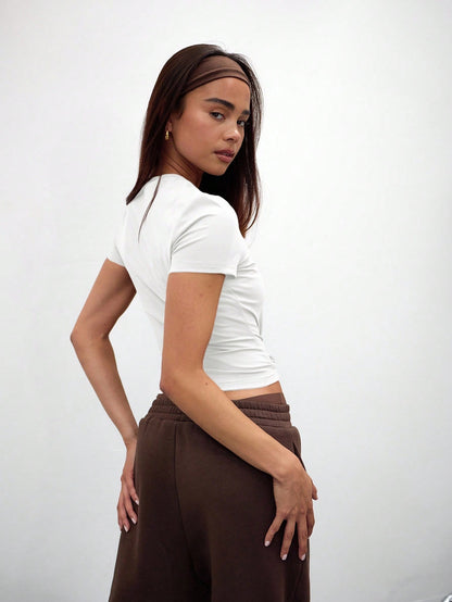 MUSERA ESSENTIALS Capped Sleeve Snatched T-Shirt Casual Capsule Wardrobe Everyday Airport Holiday Back To School Elegant Spring Summer