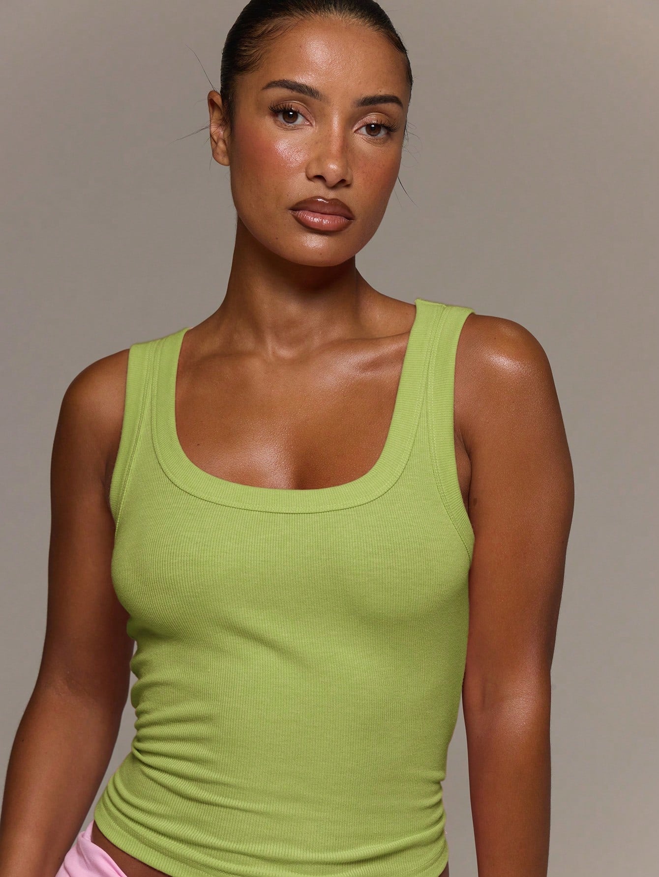 MUSERA ESSENTIALS Ribbed Scoop Neck Fitted Tank Vest Top Cute Everyday Basics Sexy Daily Spring Summer Essential