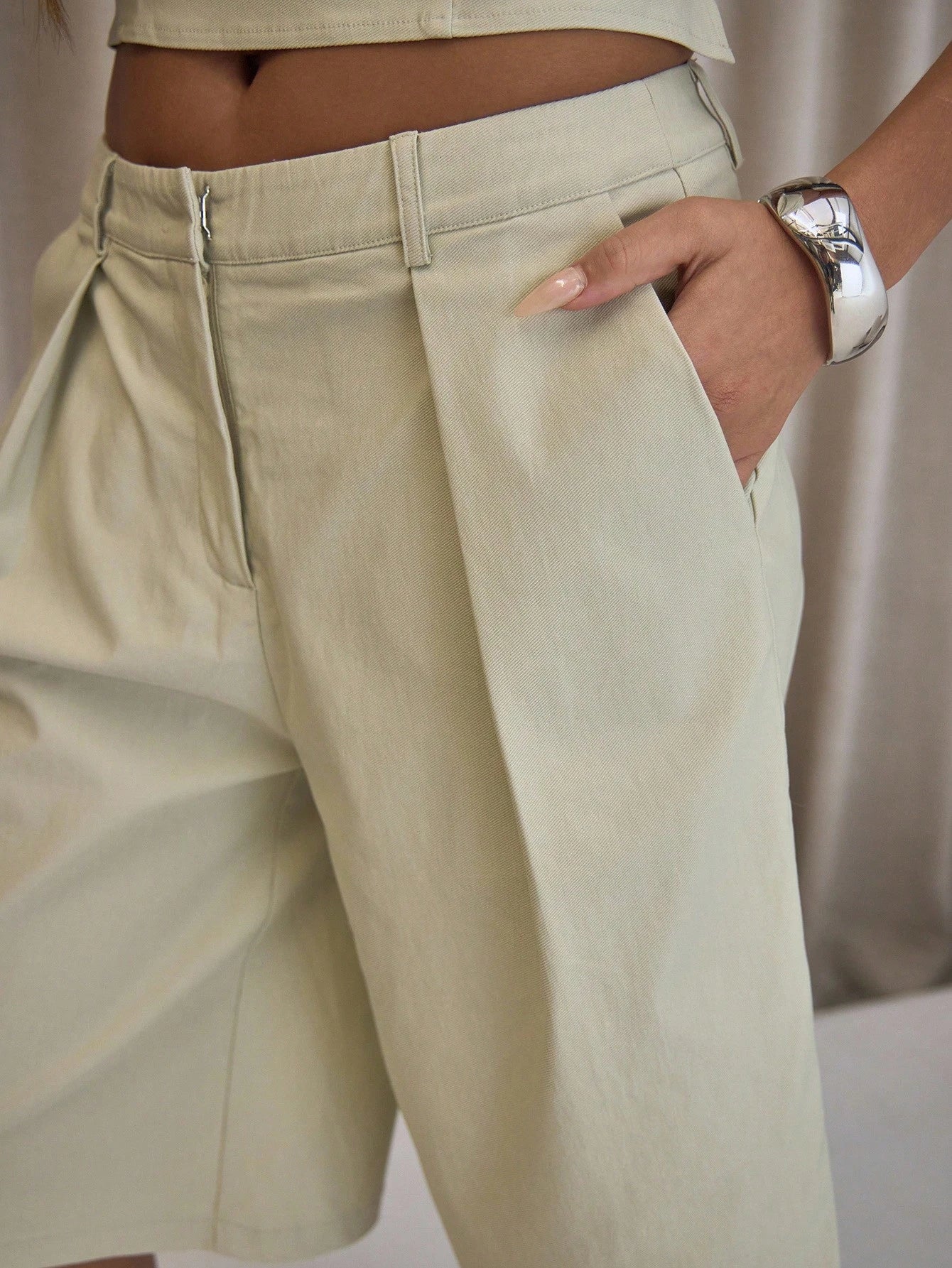 MUSERA Pleated Straight Fit Tailored Longline Shorts Only Classy Sexy Streetwear Night Out Party Elegant Spring Casual Summer Holiday