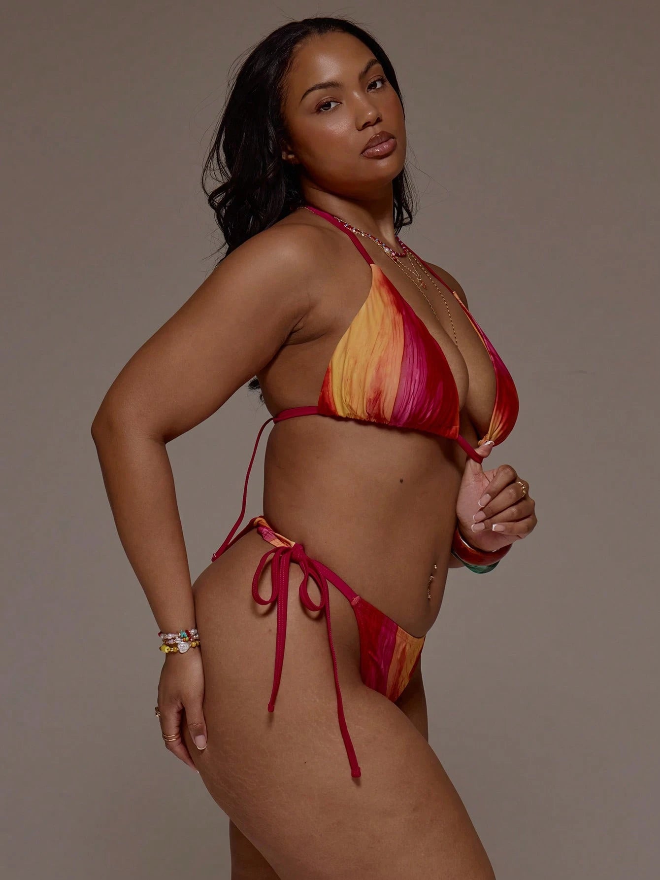 MUSERA Plus Size Ombre Print Triangle Bikini Top Only Spring Summer Cute Vacation Holiday Festival Ibiza Sexy