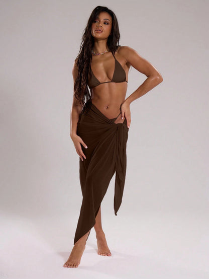 Musera Resort Mesh Sheer Long Tie Sarong Cover Up Skirt Swim Vacation Summer Holiday Beachclub Casual Simple Beach Wrap Travel Ibiza