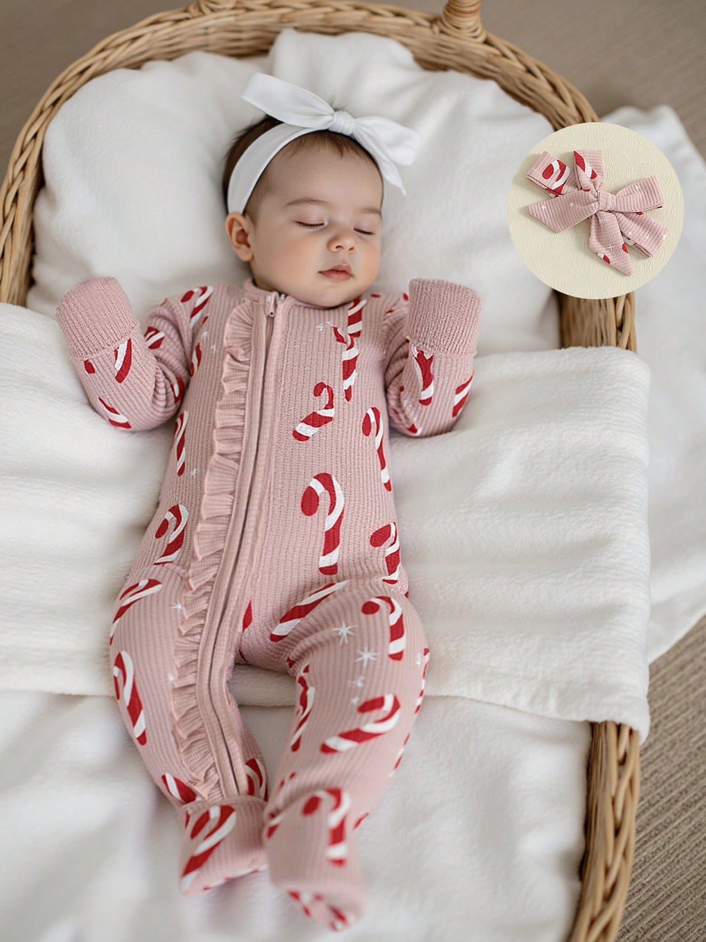 My First Christmas Baby Girl Boy Outfit Newborn Christmas Waffle Knit Ruffle Footie Romper Jumpsuit Xmas Clothes