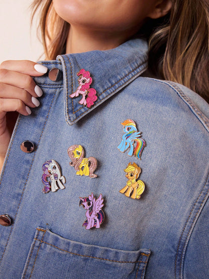 My Little Pony X 6-Piece Stylish Cute Sweet Lady Brooch Girl Cartoon Badge Zinc Alloy Drip Pin, Unicorn, Twilight Sparkle & Pinkie Pie & Rainbow Dash,Gift Ideas