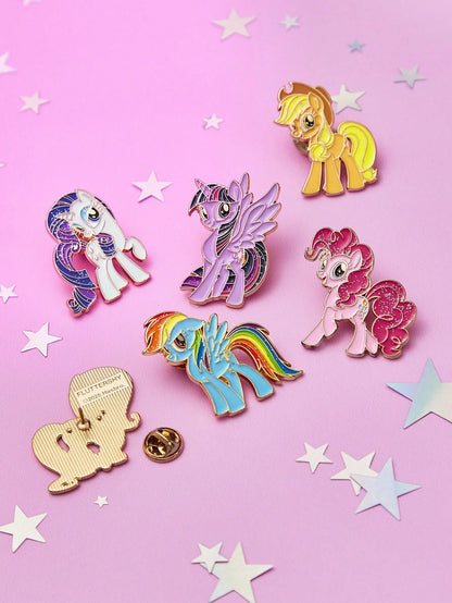 My Little Pony X 6-Piece Stylish Cute Sweet Lady Brooch Girl Cartoon Badge Zinc Alloy Drip Pin, Unicorn, Twilight Sparkle & Pinkie Pie & Rainbow Dash,Gift Ideas