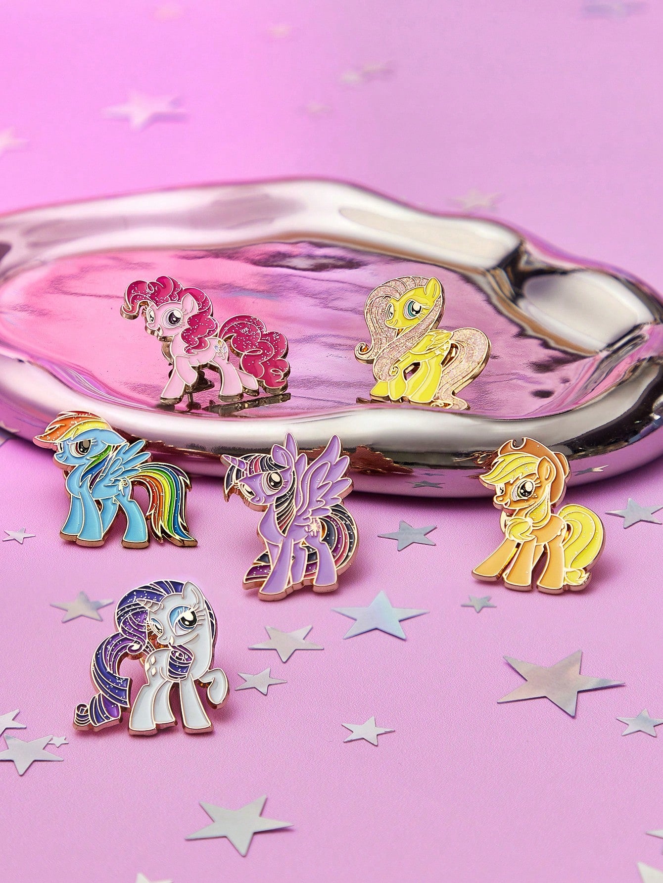 My Little Pony X 6-Piece Stylish Cute Sweet Lady Brooch Girl Cartoon Badge Zinc Alloy Drip Pin, Unicorn, Twilight Sparkle & Pinkie Pie & Rainbow Dash,Gift Ideas