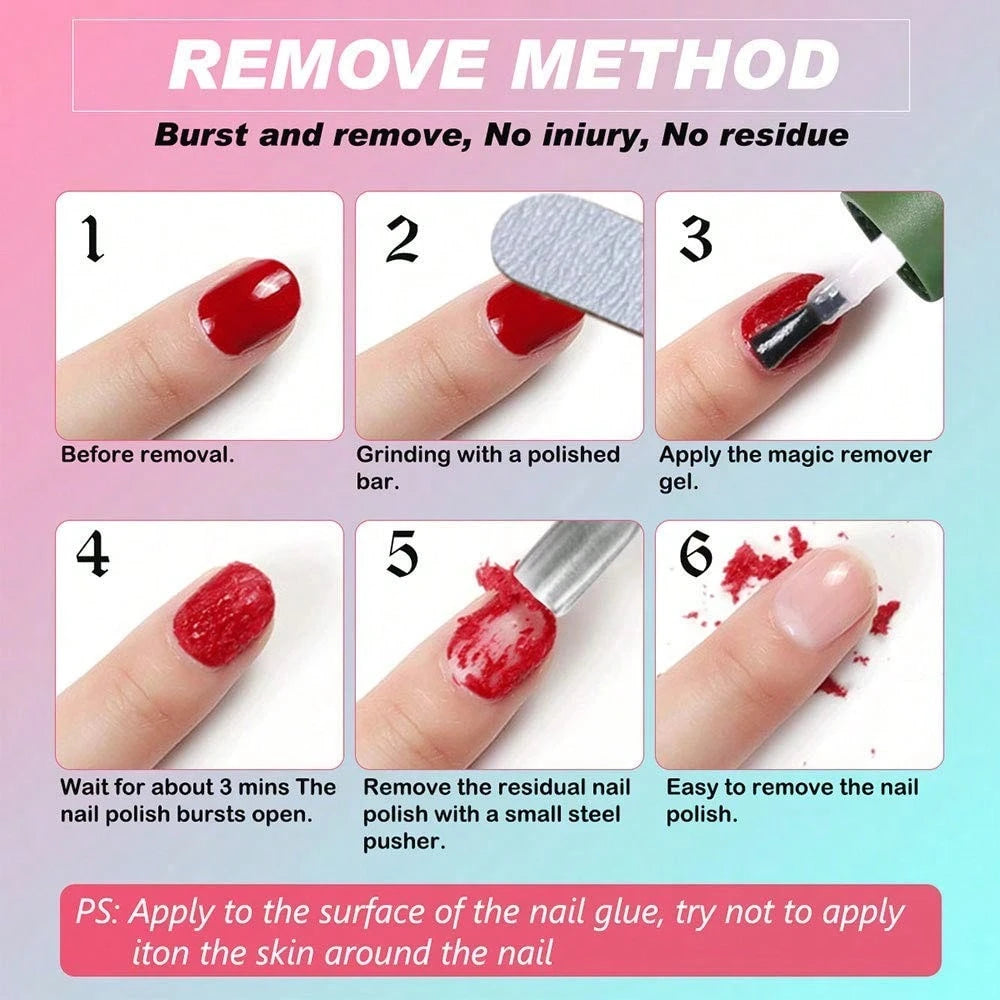 Nail Polish Remover, 3 Min Quickly Remover Nail Polish, No Harm To Skin, No Irritating Odor, No Need For Foil, Soaking Or Wrapping, No Acetone