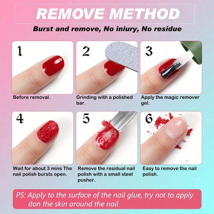 Nail Polish Remover, 3 Min Quickly Remover Nail Polish, No Harm To Skin, No Irritating Odor, No Need For Foil, Soaking Or Wrapping, No Acetone