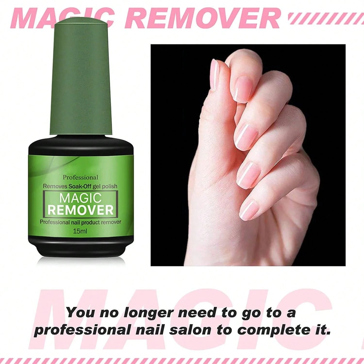 Nail Polish Remover, 3 Min Quickly Remover Nail Polish, No Harm To Skin, No Irritating Odor, No Need For Foil, Soaking Or Wrapping, No Acetone