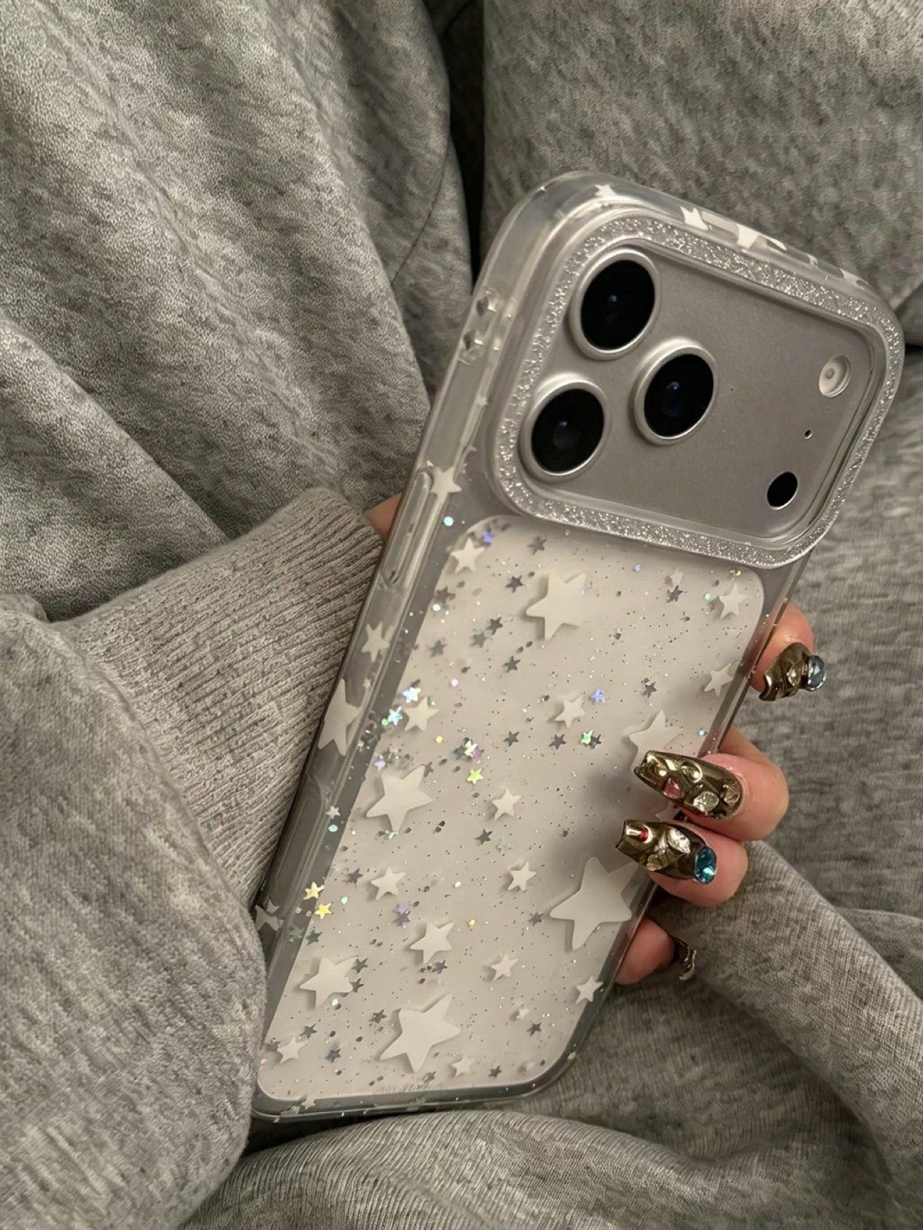 New 17 Pro Max Phone Case, 17 Pro Protective Cover, Premium Glitter Star Design, Luxury Stylish For Women, 16 Pro, 14, 15, Full Coverage Anti-Drop, Minimalist Trending Hot Style