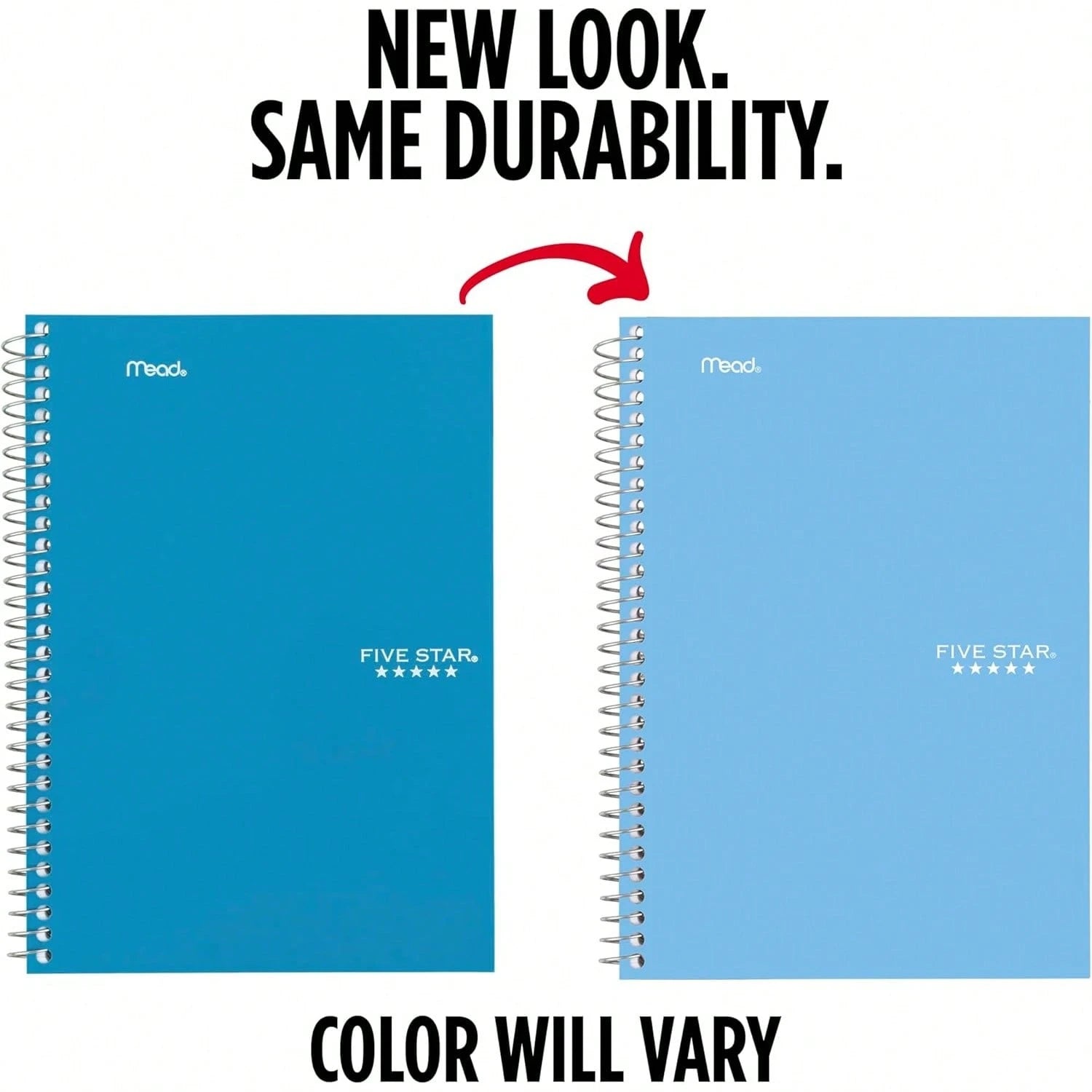 New-2026Five Star Spiral Notebook, 2 Subject, College Ruled Paper, 6" X 9.5", 80 Sheets, Blue (Color May Vary) (840029CG1), Back To School