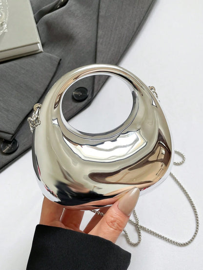 New Acrylic Mini Handbag, Fashion Clutch Purse, Personalized Crescent Moon Shaped Evening Bag, Shoulder Chain Crossbody Bag, New Year, Beach