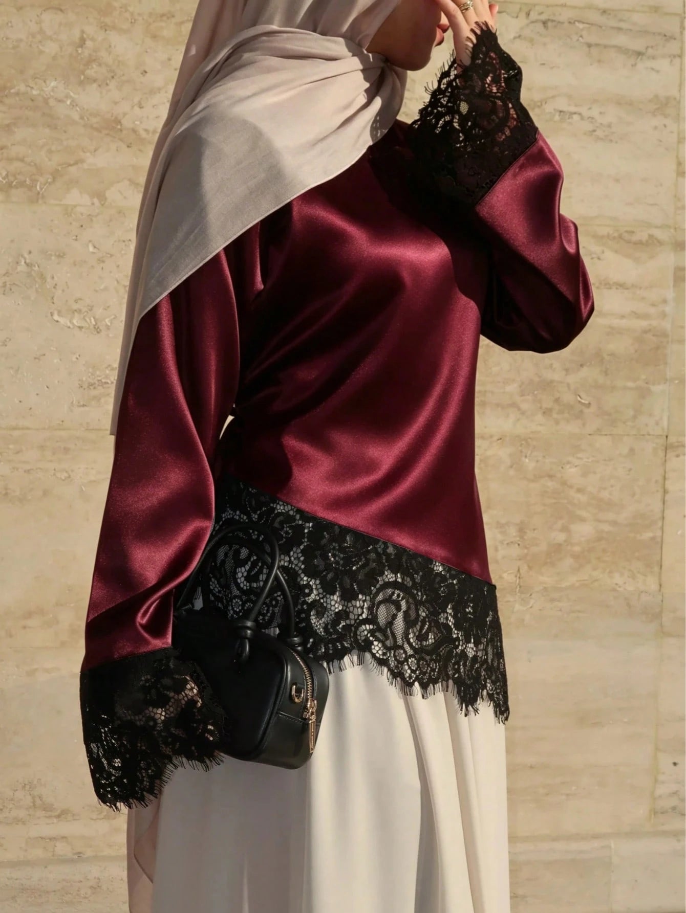 New Arrival Plus Size Women's Fashion Elegant Lace Patchwork Long Sleeve T-Shirt Black, Chic & Elegant