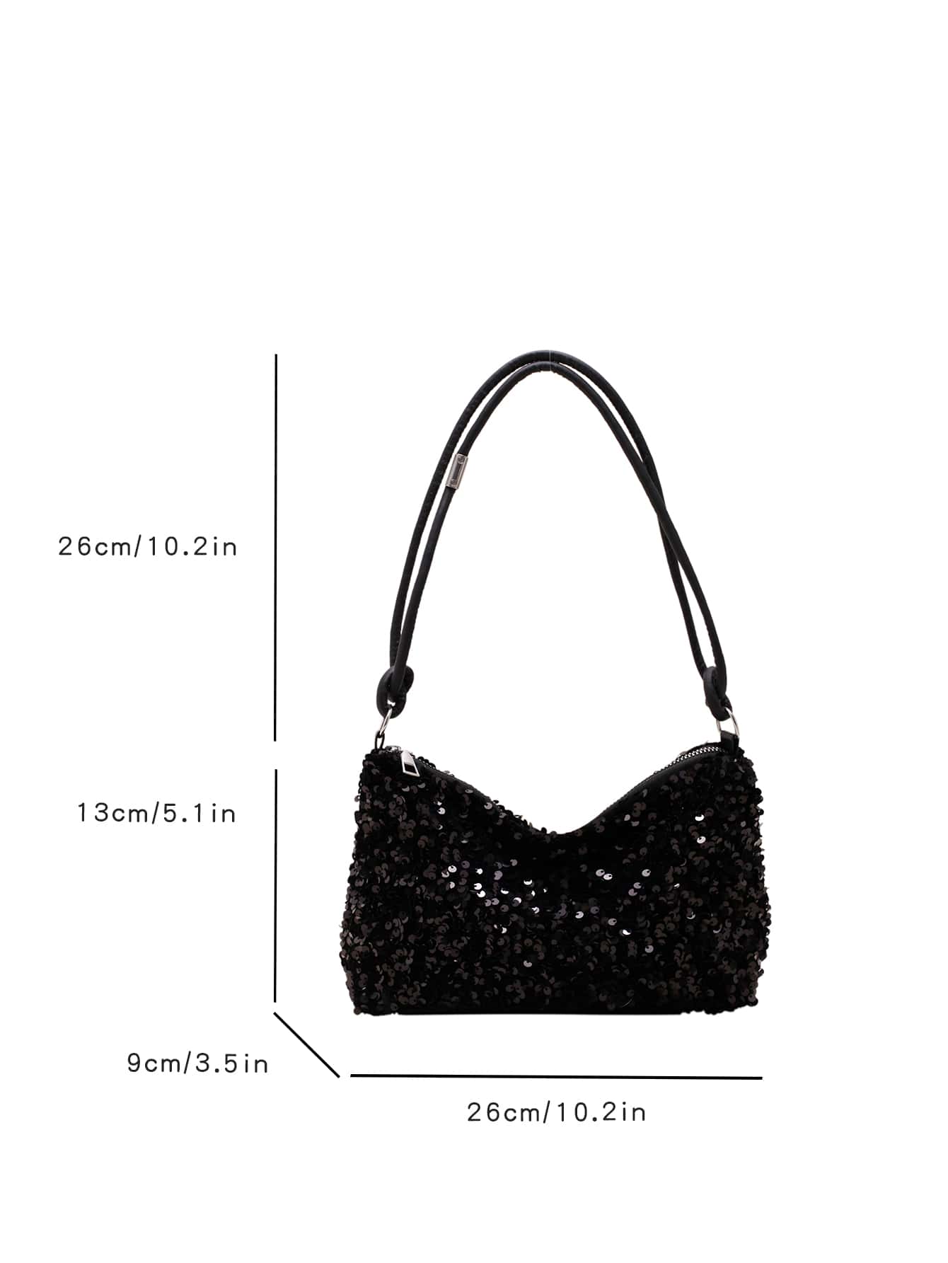 New Casual Black Tote Bag With Glitter Decor, Shoulder Strapback To School, Suitable For Teen Girls Women College Students