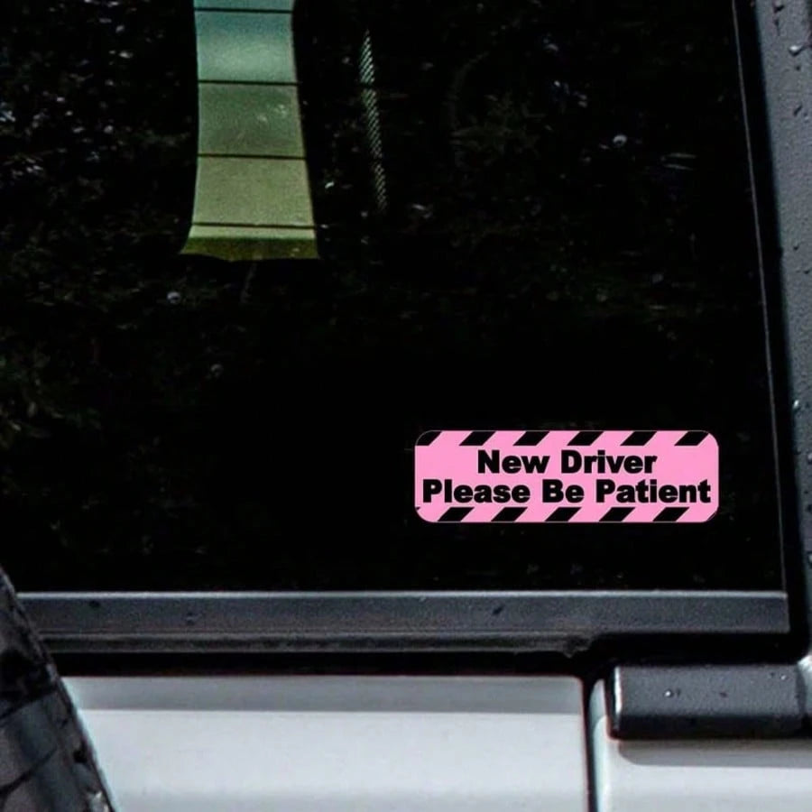 "New Driver Please Wait" Car Sticker, Pink Car Sticker, Fashionable And Cute Car Decoration Sticker Suitable For Beginners