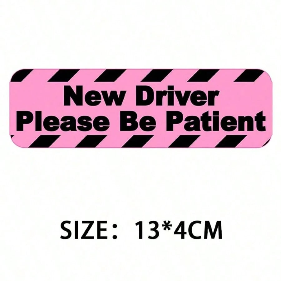 "New Driver Please Wait" Car Sticker, Pink Car Sticker, Fashionable And Cute Car Decoration Sticker Suitable For Beginners