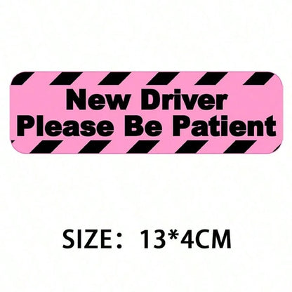 "New Driver Please Wait" Car Sticker, Pink Car Sticker, Fashionable And Cute Car Decoration Sticker Suitable For Beginners