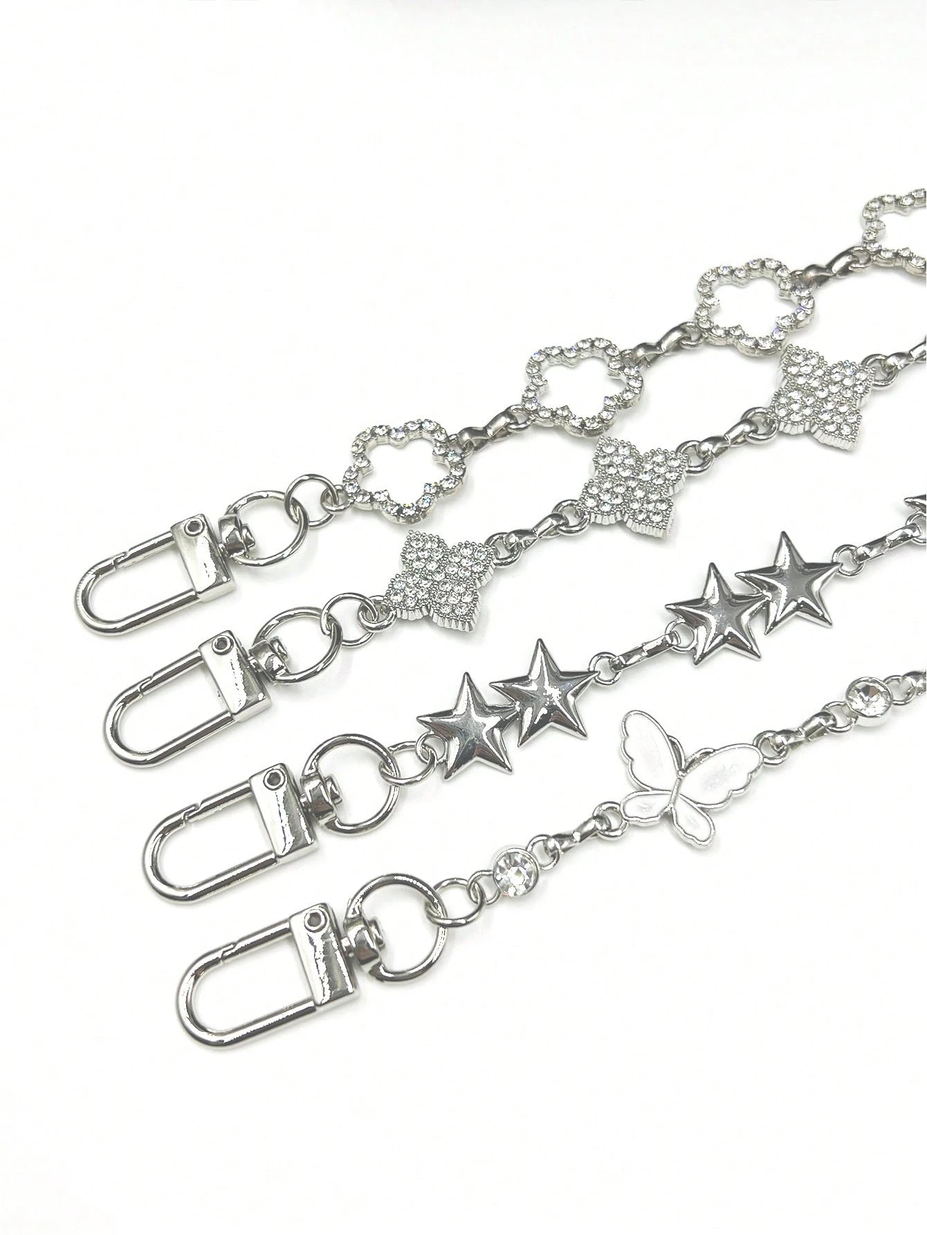 New Fashion Women Bag Accessory Metallic Butterfly Flower Star Decor Extendable Chain High-End Versatile Niche Stylish Chain Strap Y2K Accessories Summer Beach Vacation