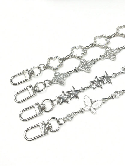 New Fashion Women Bag Accessory Metallic Butterfly Flower Star Decor Extendable Chain High-End Versatile Niche Stylish Chain Strap Y2K Accessories Summer Beach Vacation