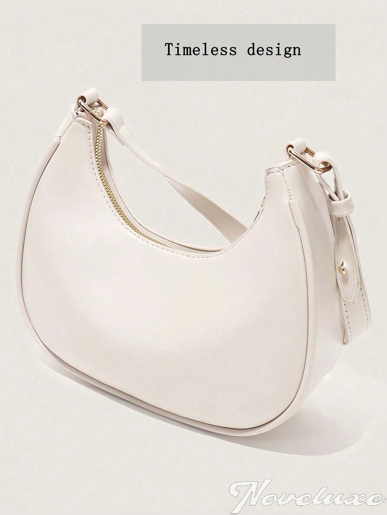 New Fashionable And Simple Crescent-Shaped Bright Surface Shoulder Bag Business Casual Women Bag Vintage Bag For Women PU Leather Solid Color Baguette