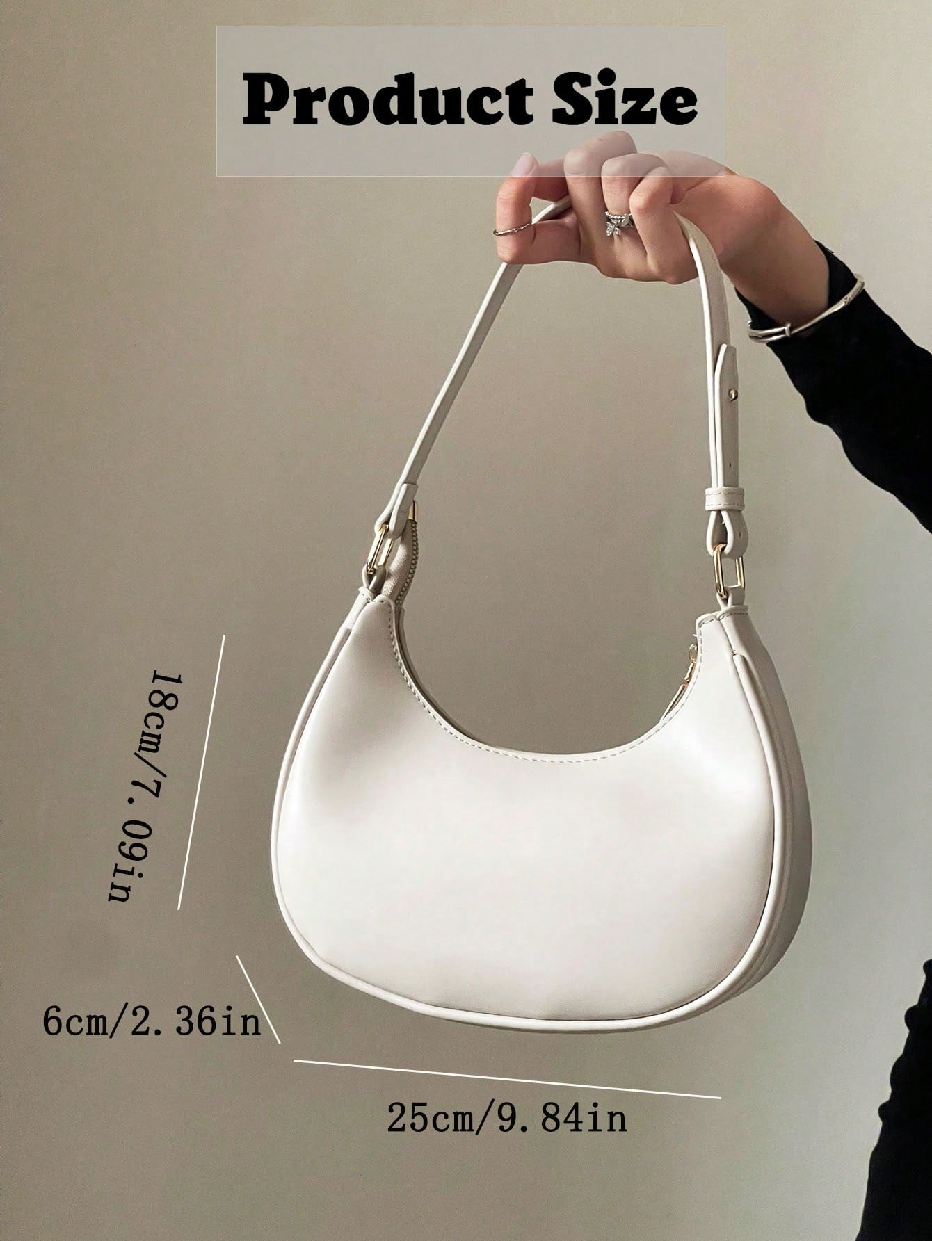 New Fashionable And Simple Crescent-Shaped Bright Surface Shoulder Bag Business Casual Women Bag Vintage Bag For Women PU Leather Solid Color Baguette
