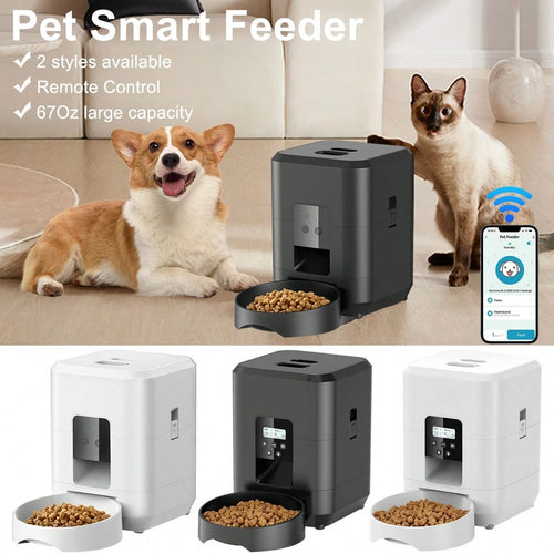 NEW Intelligent Pet Feeder, 67.6 Oz Food Capacity, 0.53 Gallon, Automatic Timed Dog/Cat Feeder With Stainless Steel Bowl, Programmable By Button Or APP/WiFi (Upgraded Model)