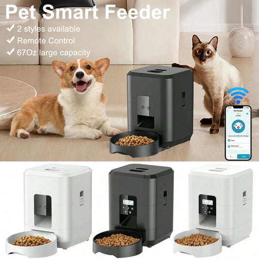 NEW Intelligent Pet Feeder, 67.6 Oz Food Capacity, 0.53 Gallon, Automatic Timed Dog/Cat Feeder With Stainless Steel Bowl, Programmable By Button Or APP/WiFi (Upgraded Model)