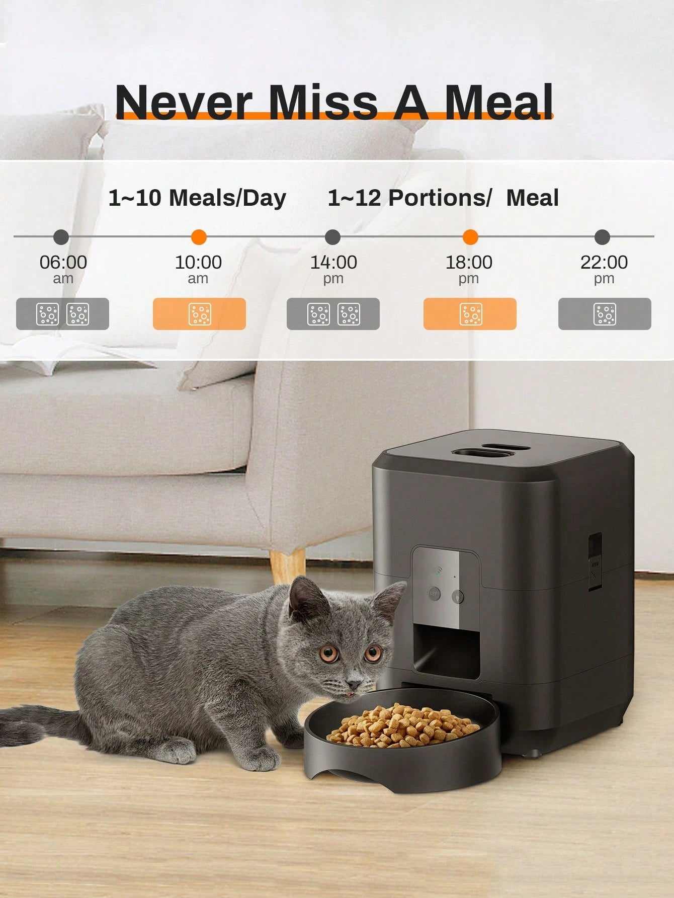 NEW Intelligent Pet Feeder, 67.6 Oz Food Capacity, 0.53 Gallon, Automatic Timed Dog/Cat Feeder With Stainless Steel Bowl, Programmable By Button Or APP/WiFi (Upgraded Model)