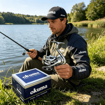 New Okuma Fishing Reel All-Metal Series 12+1BB Stainless Steel Bearings 5.5:1 Shallow Cup Reel 15 KG Max Drag Spinning Reel