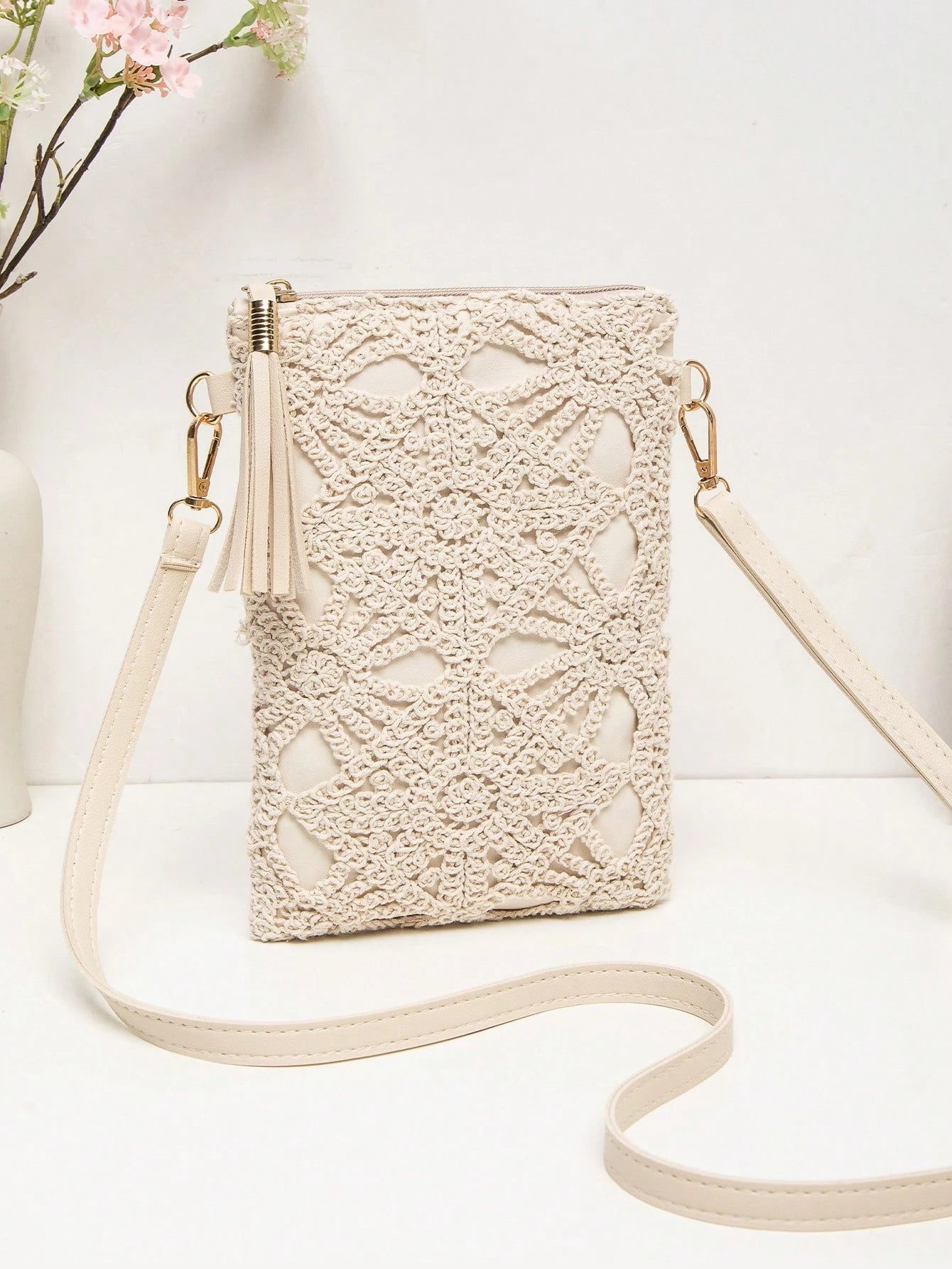 New Small Crossbody Bag For Women, Niche Beach Side Versatile Shoulder Bag, Fashionable Mini Square Envelope Bag, Versatile Ins Casual Crossbody Vacation Beach Bag, Beach, Holiday, Straw Bag