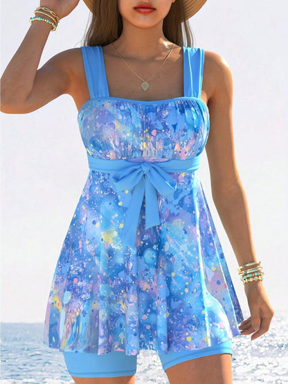 New Women's One-Piece Slim Printed Vacation Style Swimming Skirt