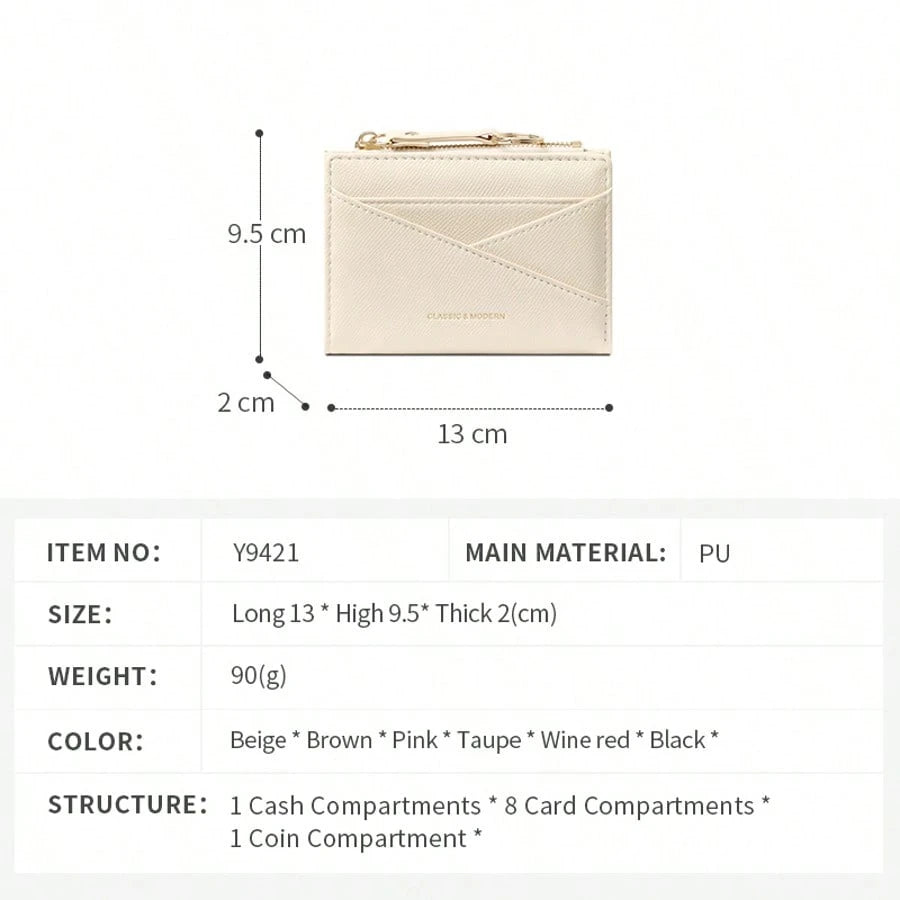 New Women Wallet & Key Chain Asymmetrical Design Ultra-Thin Portable Bifold Zipper Coin Purse For Women Wallet Mini Wallet Purse Wallet Small Wallet Cute Wallet Keychain Wallet Fall Wallet Autumn