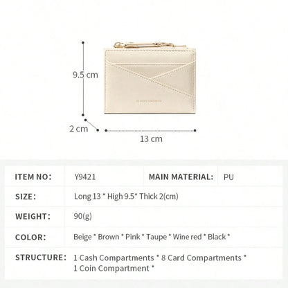 New Women Wallet & Key Chain Asymmetrical Design Ultra-Thin Portable Bifold Zipper Coin Purse For Women Wallet Mini Wallet Purse Wallet Small Wallet Cute Wallet Keychain Wallet Fall Wallet Autumn