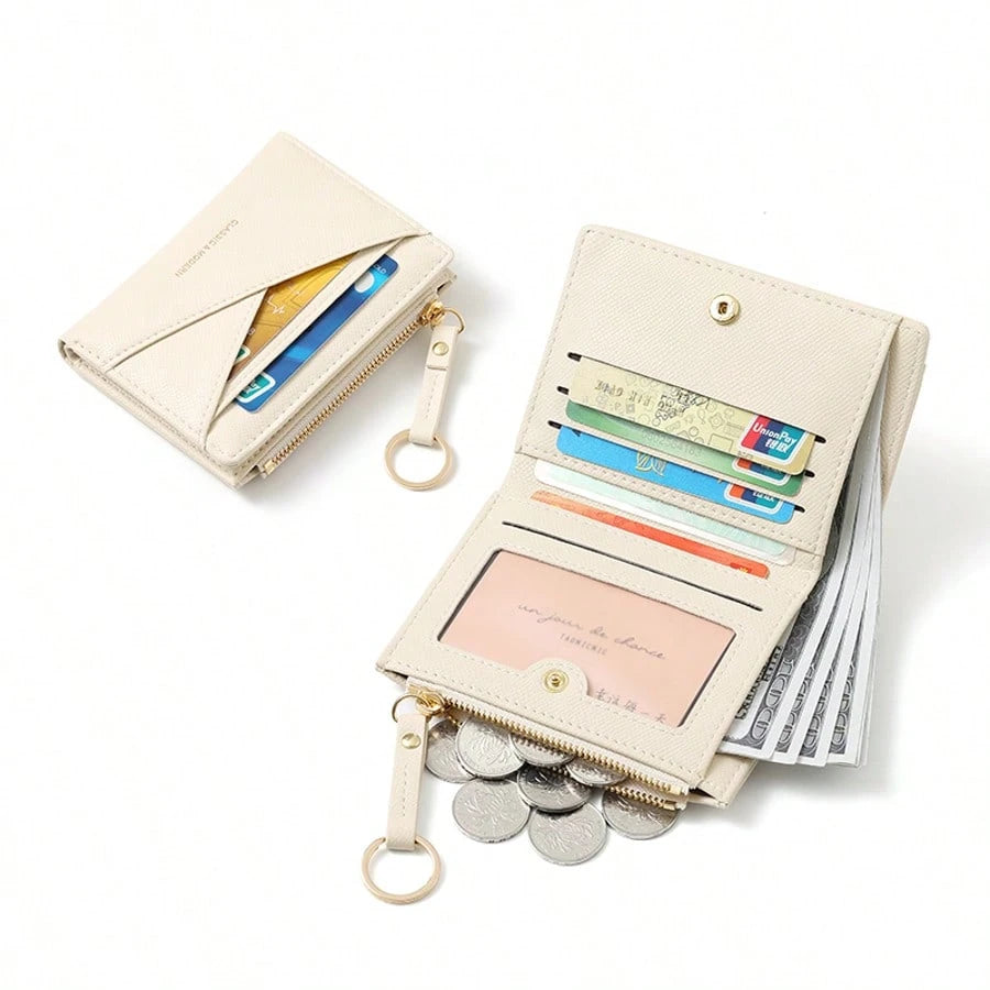 New Women Wallet & Key Chain Asymmetrical Design Ultra-Thin Portable Bifold Zipper Coin Purse For Women Wallet Mini Wallet Purse Wallet Small Wallet Cute Wallet Keychain Wallet Fall Wallet Autumn