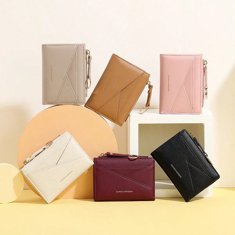 New Women Wallet & Key Chain Asymmetrical Design Ultra-Thin Portable Bifold Zipper Coin Purse For Women Wallet Mini Wallet Purse Wallet Small Wallet Cute Wallet Keychain Wallet Fall Wallet Autumn