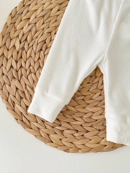 Newborn Baby Girl Autumn/Winter Cute Versatile Knit Solid Color Elastic Waist Long Pants 4pcs