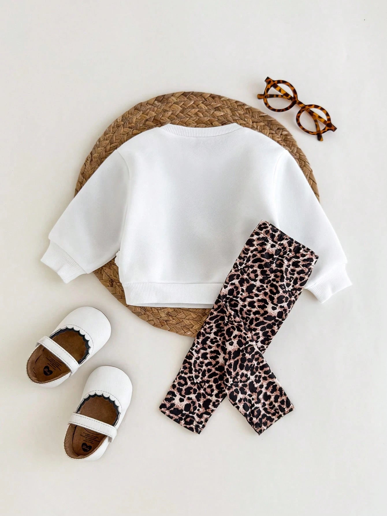 Newborn Baby Girl Cute Casual Knit Floral Pattern Long Sleeve Sweatshirt Elastic Waist Long Pants Set