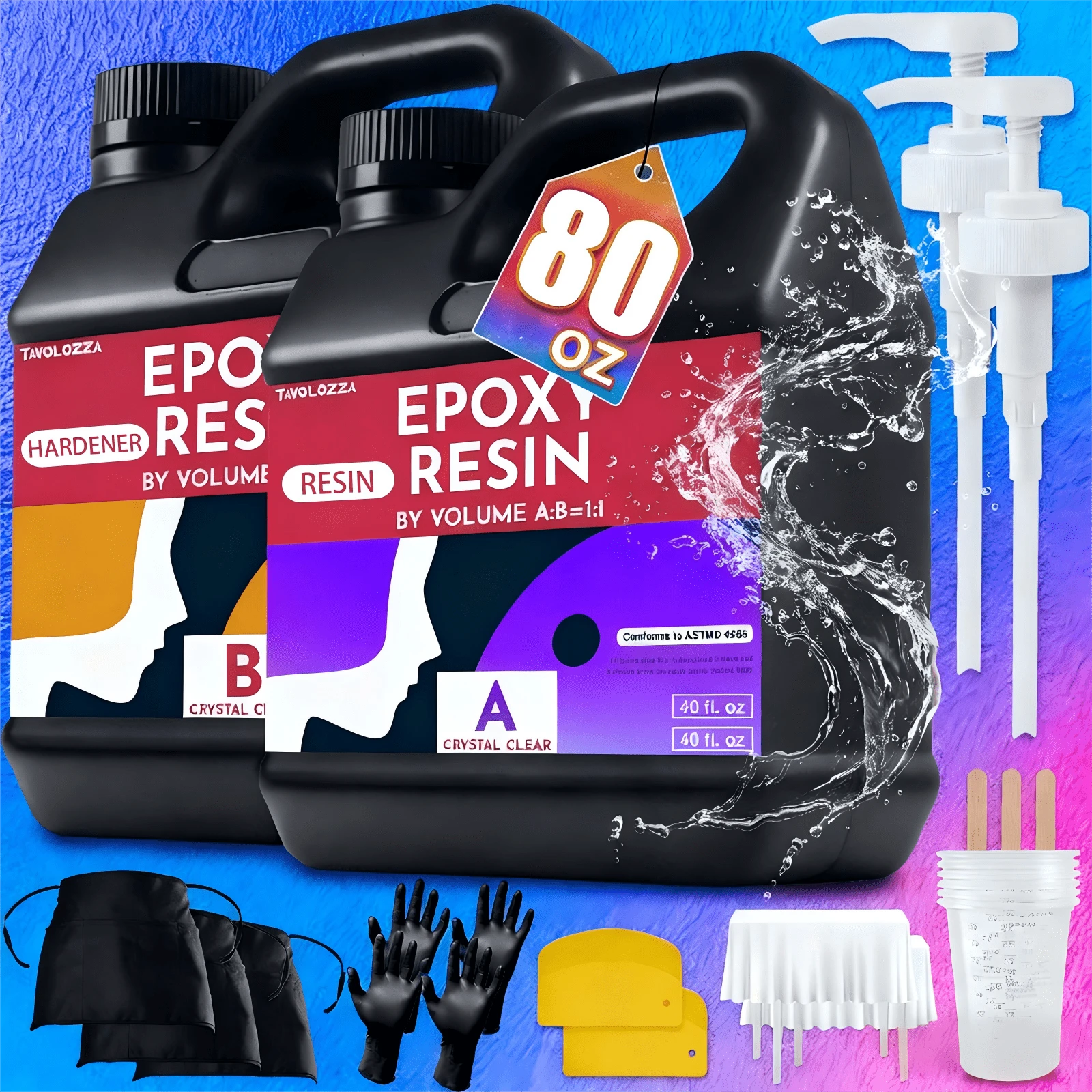 Newly Formulated Crystal Clear Epoxy Resin, Strong, Bubble-Free, Anti-Yellowing Art Resin That, Suitable For Casting, DIY, Resin Art, Molds, Jewelry, Easy To Mix 1:1 Ratio-PUDUO| Epoxy Resin Kit 80oz