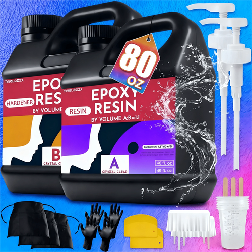 Newly Formulated Crystal Clear Epoxy Resin, Strong, Bubble-Free, Anti-Yellowing Art Resin That, Suitable For Casting, DIY, Resin Art, Molds, Jewelry, Easy To Mix 1:1 Ratio-PUDUO| Epoxy Resin Kit 80oz