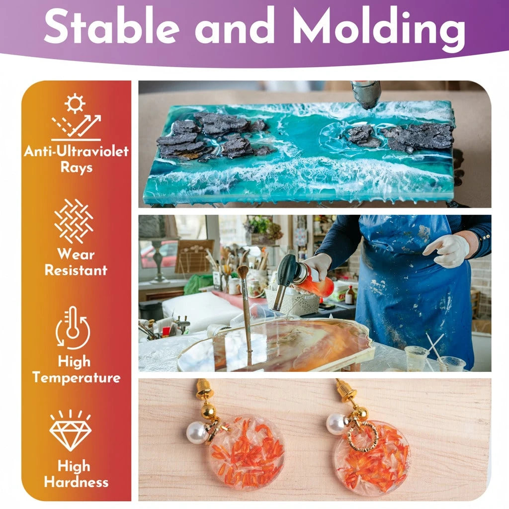 Newly Formulated Crystal Clear Epoxy Resin, Strong, Bubble-Free, Anti-Yellowing Art Resin That, Suitable For Casting, DIY, Resin Art, Molds, Jewelry, Easy To Mix 1:1 Ratio-PUDUO| Epoxy Resin Kit 80oz
