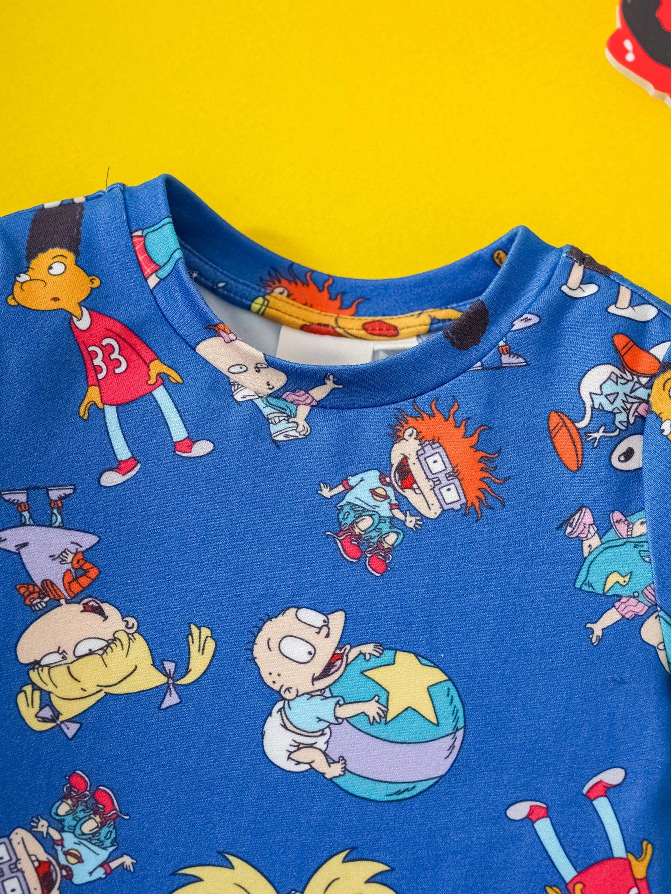 Nick 90s| Baby Boy Cartoon Multi-Character Allover Print Knitted Romper Jumpsuit, Spring/Summer