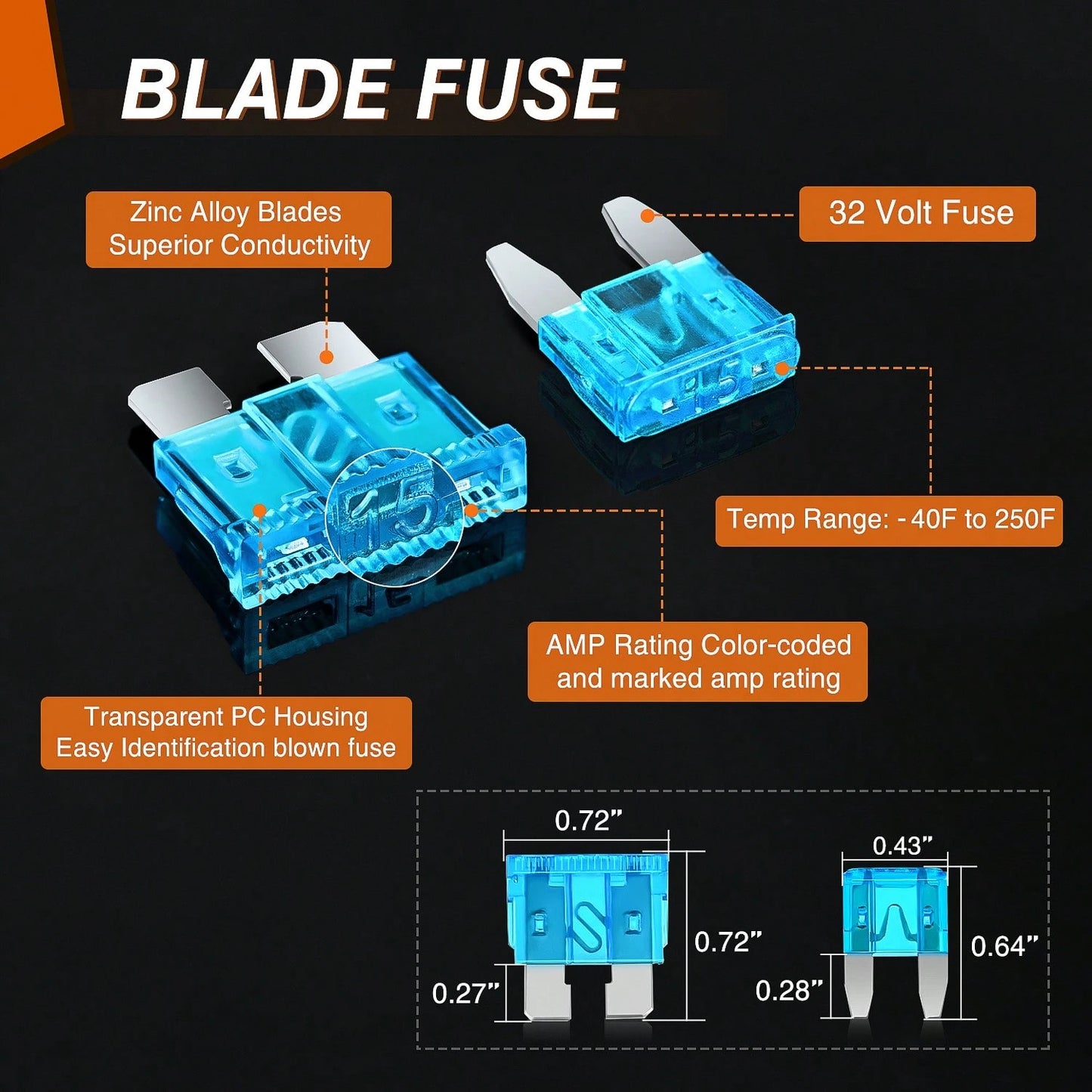Nilight Blade Jcase Car Fuse Assortment Kit 5A 7.5A 10A 15A 20A 25A 30A Standard Mini Fuses 20A 30A 40A 50A 60A Low Tall STD Profile Fuses For Car Truck,250PCS Fuses + Box Fuses