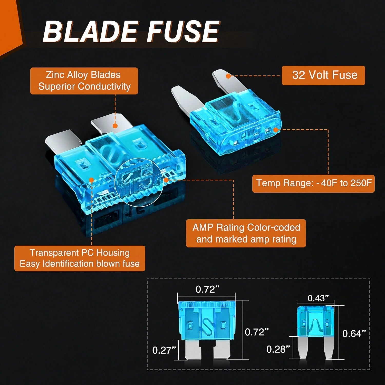 Nilight Blade Jcase Car Fuse Assortment Kit 5A 7.5A 10A 15A 20A 25A 30A Standard Mini Fuses 20A 30A 40A 50A 60A Low Tall STD Profile Fuses For Car Truck,250PCS Fuses + Box Fuses