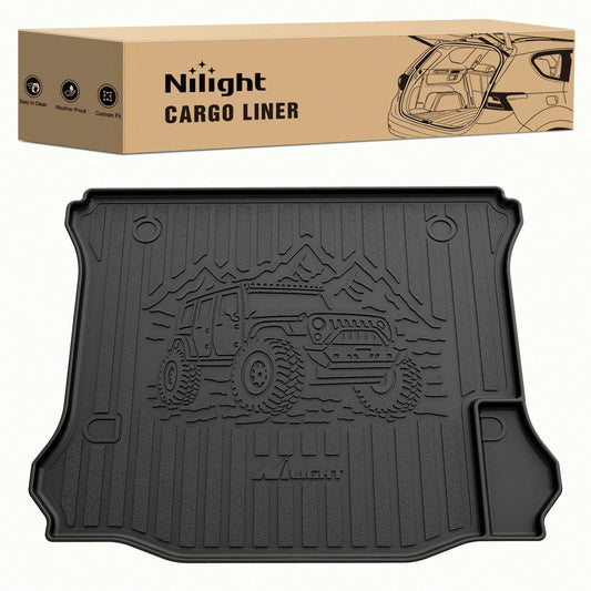 Nilight Rear Trunk Cargo Mat Compatible With Jeep Wrang Ler JK 2007-2012, All-Weather TPE Cargo Liner, Waterproof Anti-Slip Boot Floor Mat Accessories